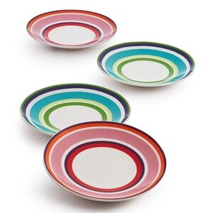 kate spade Cafe Stripe Tidbit Plates, set of 4.